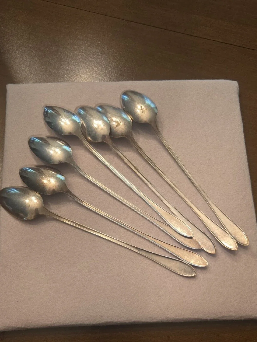 Vintage Silverplate Rosemary 1919 Iced Tea  Spoons - Set of 7. 8.5
